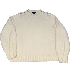 J.Crew Jeweled Shoulder Sweater XL Cream Crewneck Pullover Women’s